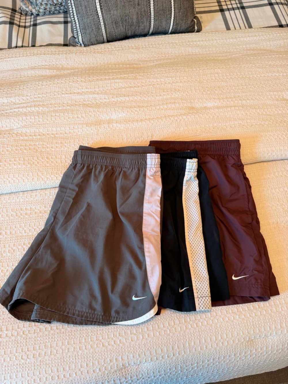 Nike Women's Athletic Shorts Bundle - Gray, Black, and Burgundy. All XL